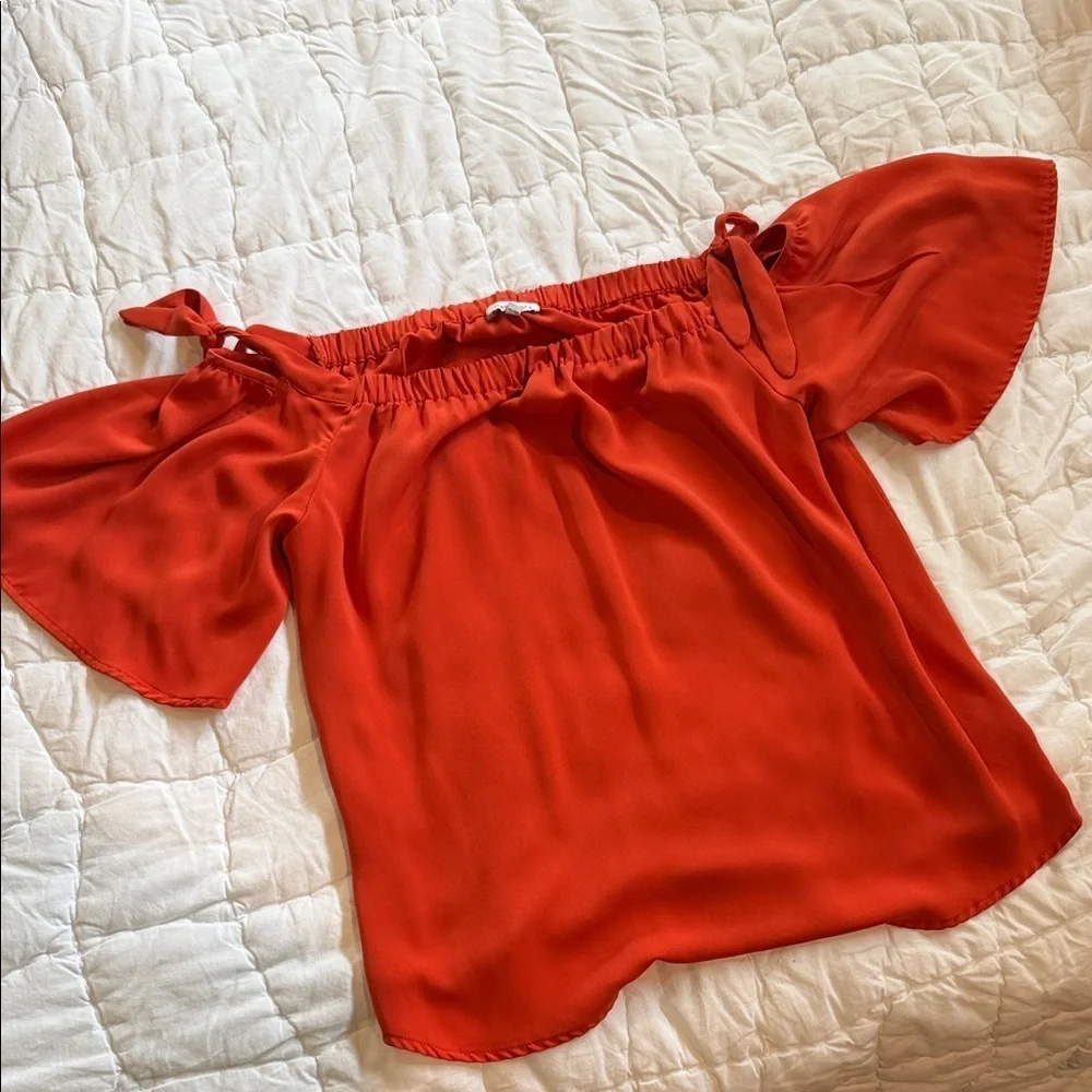 Naked Zebra Bright Orange Off-Shoulder Blouse